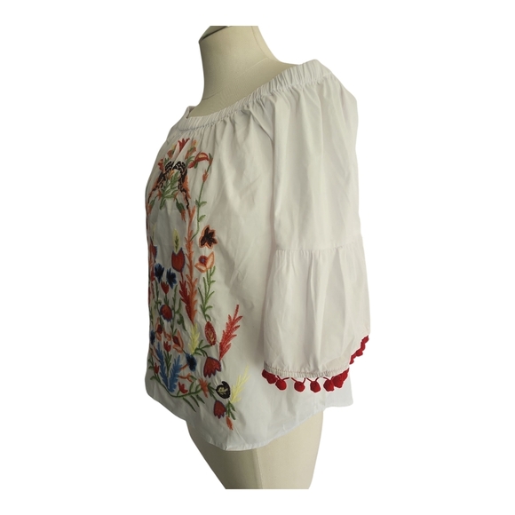 NWT Grand & Greene Embroidered Off Shoulder Boho Top Size Small - Picture 5 of 10